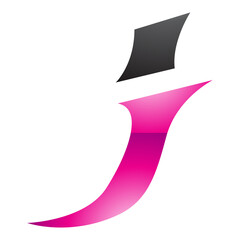 Magenta and Black Glossy Spiky Italic Letter J Icon