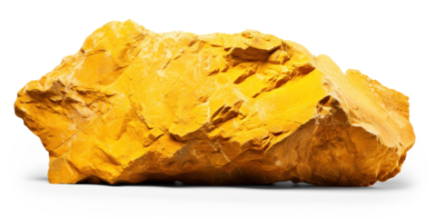 yellow heavy rock, png file of isolated cutout object on transparent background with shadow