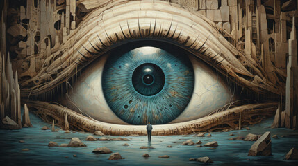 The All-Seeing Eye Shaping the World. A captivating photo showcasing the Masonic symbol of the...