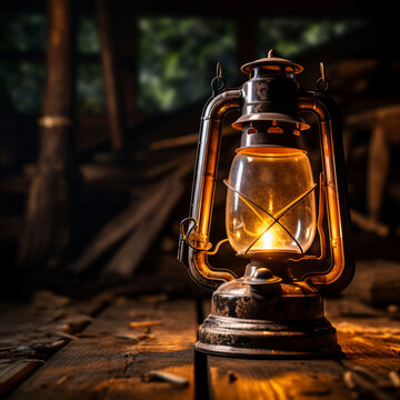 Fondo con detalle y textura de lampara antigua con peque&ntilde;a llama en bosque nocturno