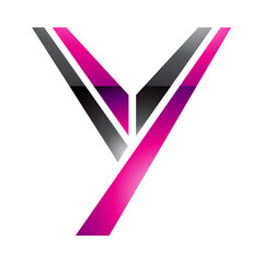 Magenta and Black Glossy Uppercase Letter Y Icon