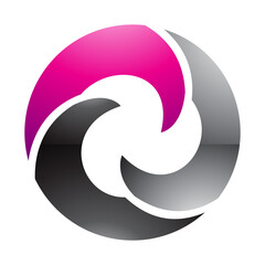 Magenta and Black Glossy Wave Shaped Letter O Icon