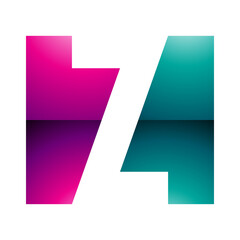 Magenta and Green Glossy Rectangle Shaped Letter Z Icon