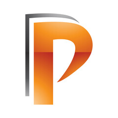 Orange and Black Glossy Layered Letter P Icon