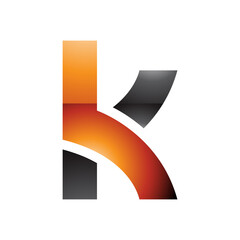 Orange and Black Glossy Lowercase Letter K Icon with Overlapping Paths