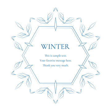 素材_フレーム_雪の結晶と光をモチーフにした冬の飾り枠。高級感のある囲みのデザイン
