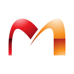Orange and Red Glossy Arch Shaped Letter M Icon