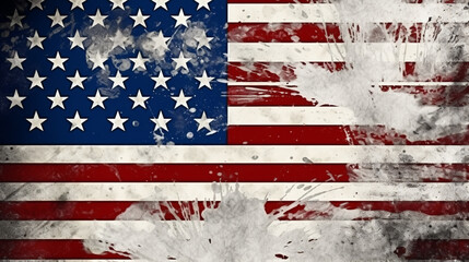 grunge brushed flag, white blank space on the front background. Grunge USA flag. generative ai