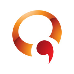 Orange and Red Glossy Comma Shaped Letter Q Icon