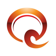 Orange and Red Glossy Hook Shaped Letter Q Icon