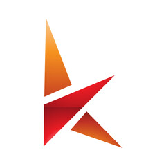 Orange and Red Glossy Letter K Icon with Triangles