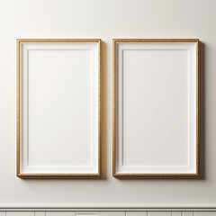 Fondo de estilo mockup de marcos con cuadros en blanco sobre pared de tonos claros