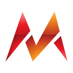 Orange and Red Glossy Pointy Tipped Letter M Icon