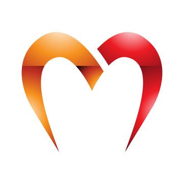 recommend clip art: Orange and Red Glossy Parachute Shaped Letter M Icon