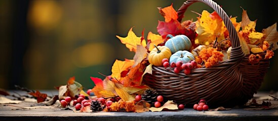 Colors of autumn in a little basket