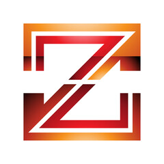 Orange and Red Glossy Striped Shaped Letter Z Icon
