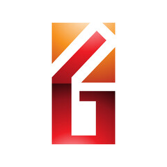 Orange and Red Rectangular Glossy Letter G or Number 6 Icon