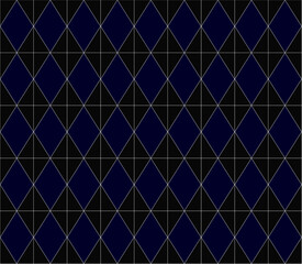 Seamless abstract pattern with geometric shapes in black and blue colors Geometrical retro template for fabric, background, surface design, packaging Vector illustration