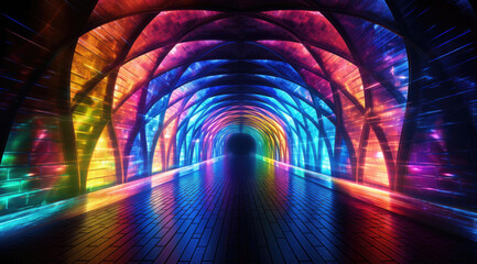 colorful illuminated  neon tunnel