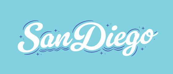 San Diego, San Diego Logo, San Diego Sign, California, Sunny San Diego, Vector Illustration, San Diego Vacation, Vector