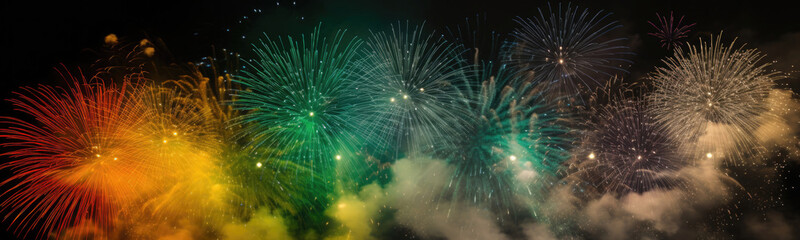 Fototapeta premium Colorful Firework - Happy New Year Background with copy space