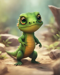 Fototapeta premium Lizard baby cute cartoon character