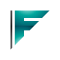 Persian Green and Black Triangular Glossy Letter F Icon