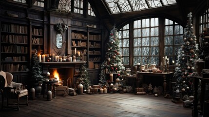 Fototapeta na wymiar Beautiful vintage home interior decorated for Christmas