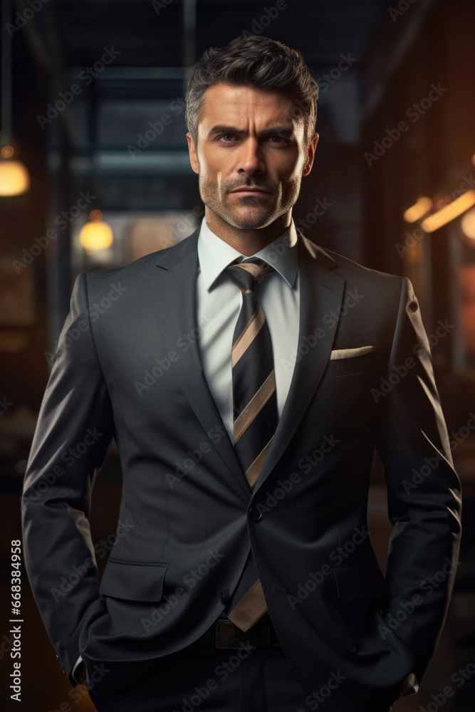 Leinwandbilder a professional man dressed in a suit and tie posing for a picture. this versatile image can be used 