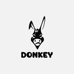black donkey, horse head icon, logo symbol design illustration