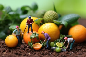 Little people make food, pick fruits and vegetables
