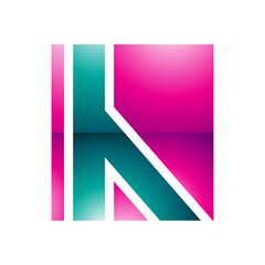 Persian Green and Magenta Glossy Letter H Icon with Straight Lines