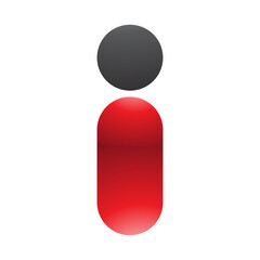 Red and Black Glossy Abstract Round Person Shaped Letter I Icon