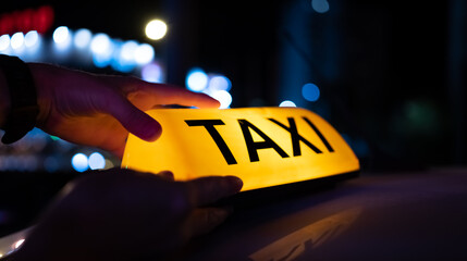 Taxi sign light on the street