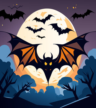 murci&eacute;lago Halloween, luna llena 