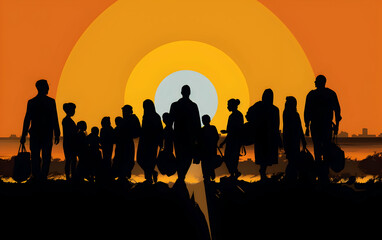 Photo International migrants day concept Silhouettes background  World Refugee Day