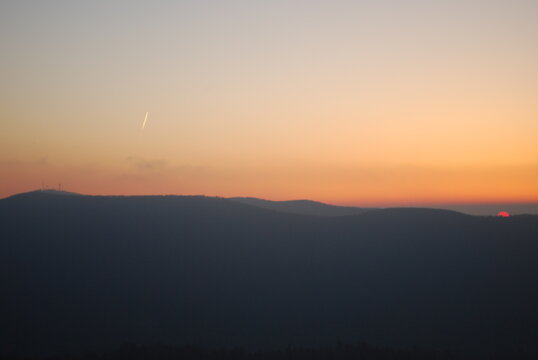 Bright Orange Spring Sunrise Over the Blue Ridge Mountains Shenandoah Valley Hiking View Soft Glow of Dawn New Beginnings Positivity and Optimism