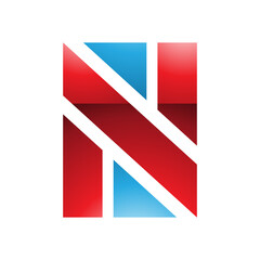 Red and Blue Glossy Rectangle Shaped Letter N Icon