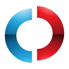 Red and Blue Glossy Split Shaped Letter O Icon