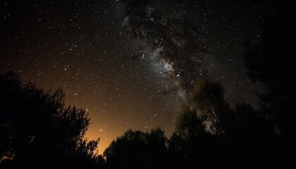 Fototapeta na wymiar Milky Way illuminates night sky, revealing mysterious star field generated by AI