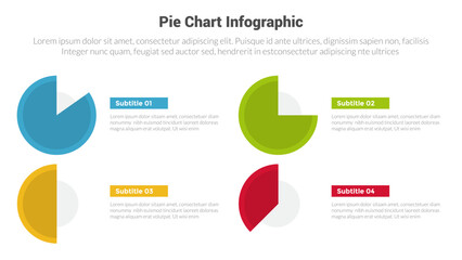 piechart or pie chart diagram infographics template diagram with 4 point with piechart progress gradually design for slide presentation