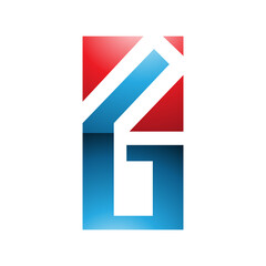Red and Blue Rectangular Glossy Letter G or Number 6 Icon