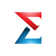 Red and Blue Sharp Glossy Elegant Letter E Icon