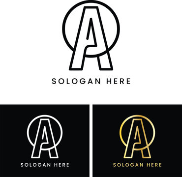 Creative A logo concept design gold vector.