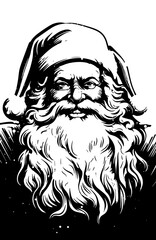 black sketch of Santa Claus portrait