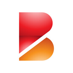 Red and Orange Bold Glossy Letter B Icon