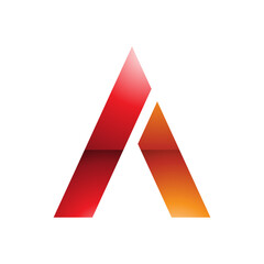 Red and Orange Glossy Trapezium Shaped Letter A Icon