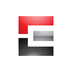 Fototapeta premium Red Black and Grey Glossy Rectangular Letter E Icon
