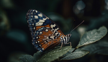 Fototapeta na wymiar Vibrant butterfly in nature, pollinating a multi colored flower outdoors generated by AI