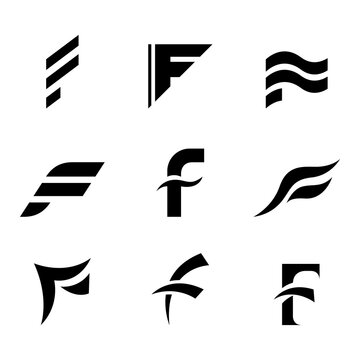 Black Abstract Letter F Icons on a White Background